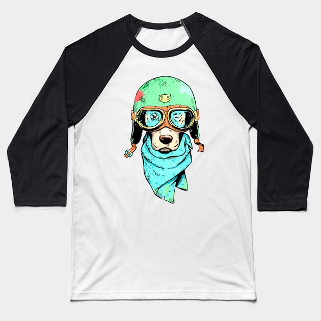 biker dog Baseball T-Shirt by vanpaul54